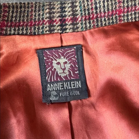 Anne Klein vintage 70’s wool plaid brown equestrian style blazer Small - Picture 7 of 11